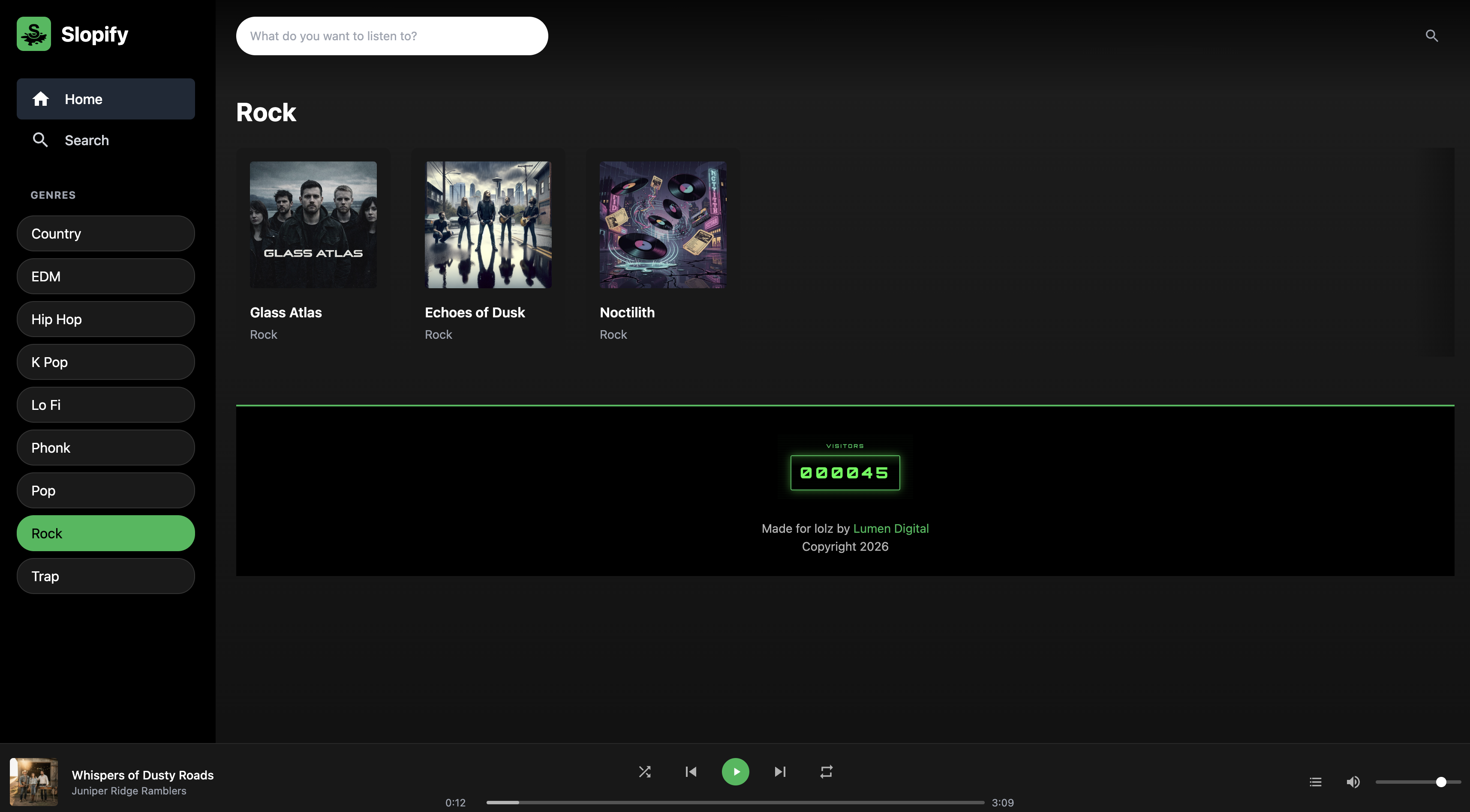 Slopify UI screenshot – additional interface view